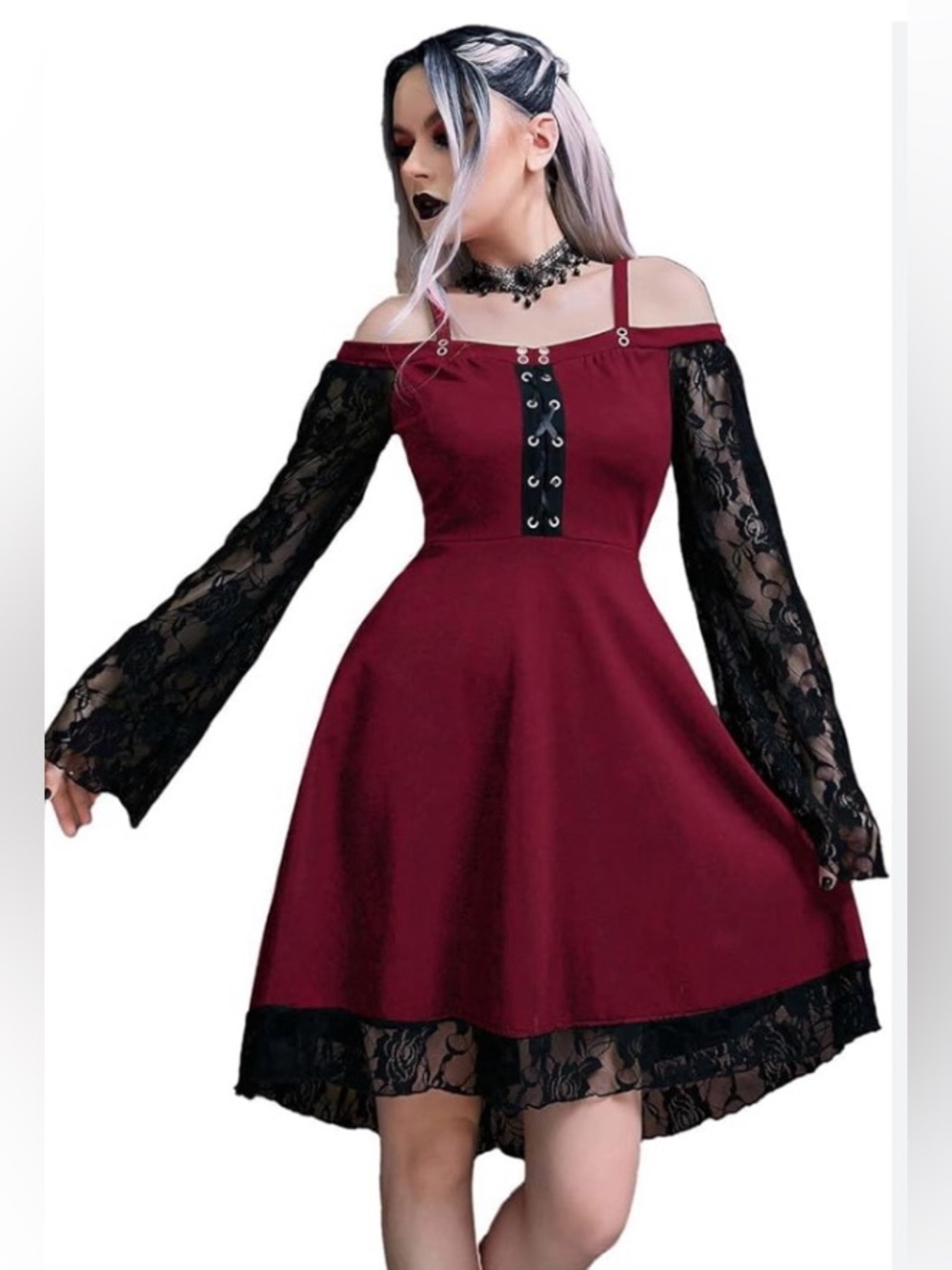 Goth Halloween Costume Lacey Dress / Plus Size / 3XL / Medieval / Victorian